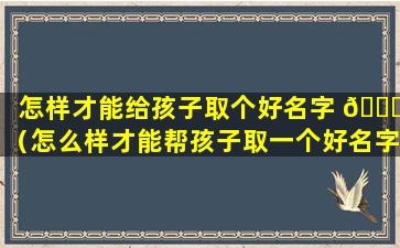 怎样才能给孩子取个好名字 🐋 （怎么样才能帮孩子取一个好名字）